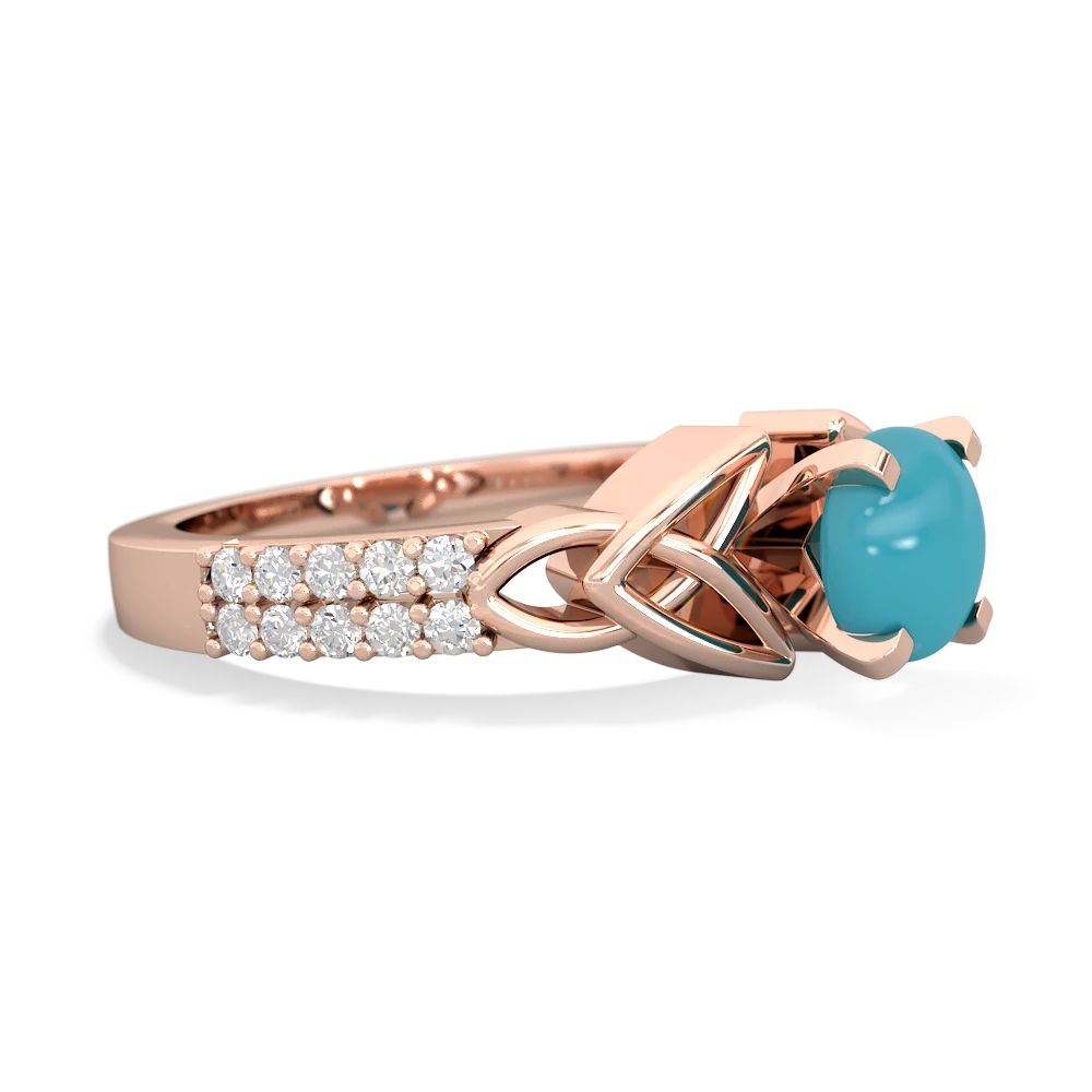 Turquoise Celtic Knot 6Mm Round Engagement 14K Rose Gold ring R26446RD