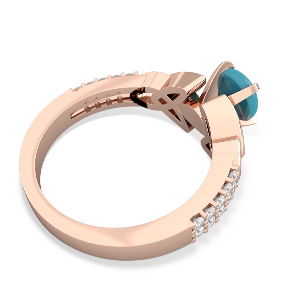 Turquoise Celtic Knot 6Mm Round Engagement 14K Rose Gold ring R26446RD