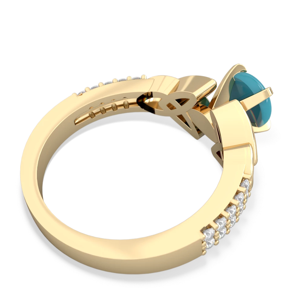 Turquoise Celtic Knot 6Mm Round Engagement 14K Yellow Gold ring R26446RD