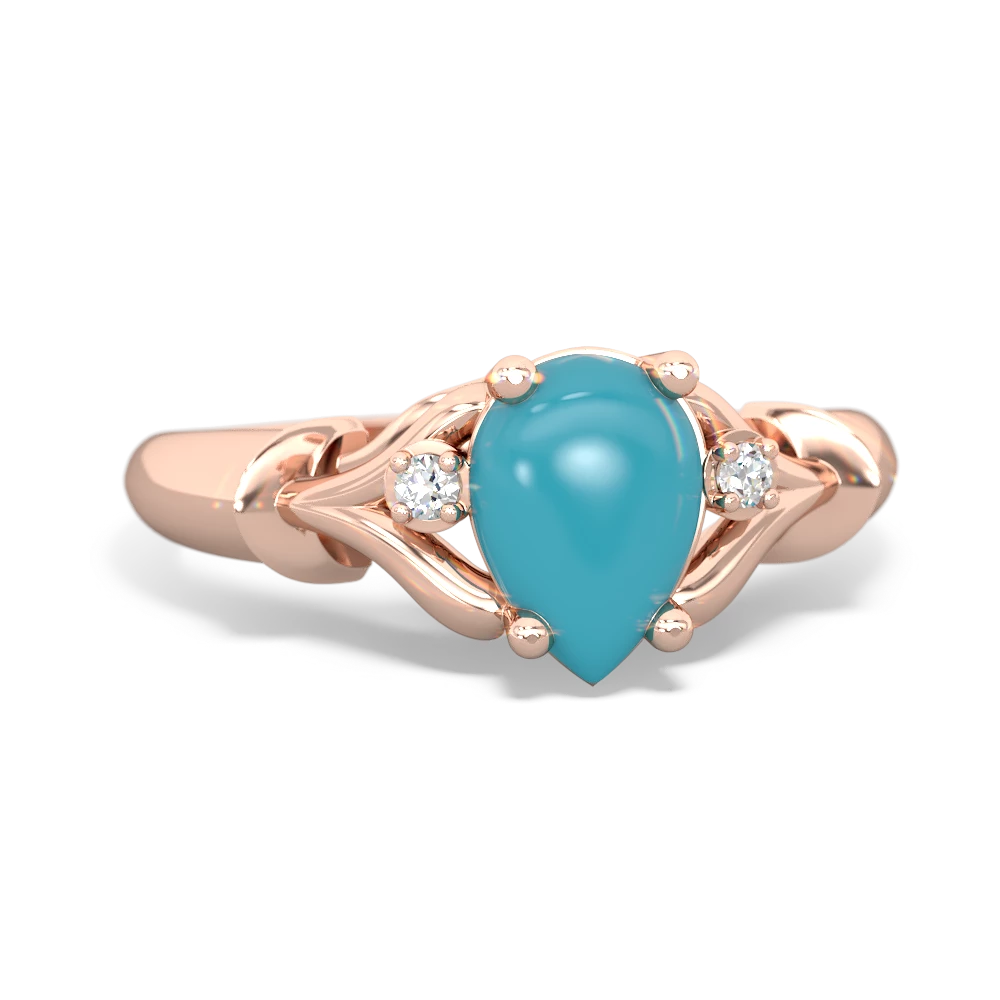 Turquoise Precious Pear 14K Rose Gold ring R0826