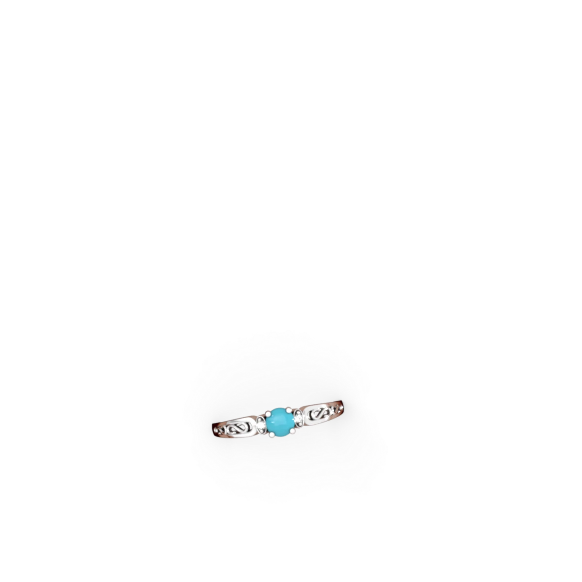 Turquoise Filligree Scroll Round 14K White Gold ring R0829