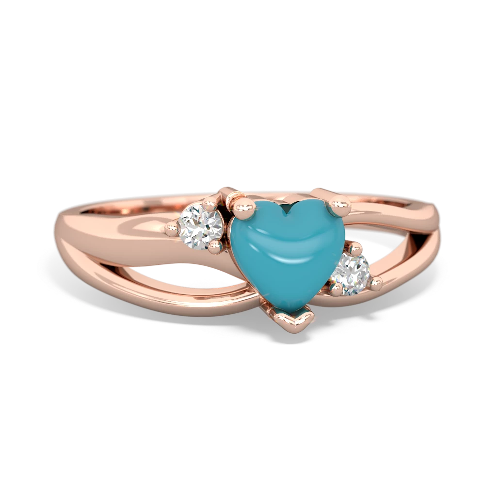 Turquoise Split Band Swirl 14K Rose Gold ring R2130