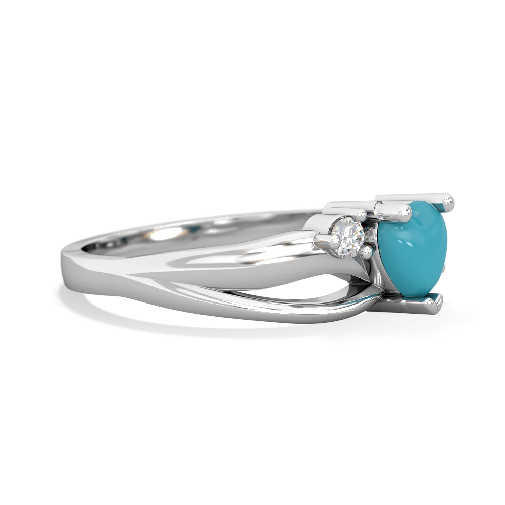 Turquoise Split Band Swirl 14K White Gold ring R2130