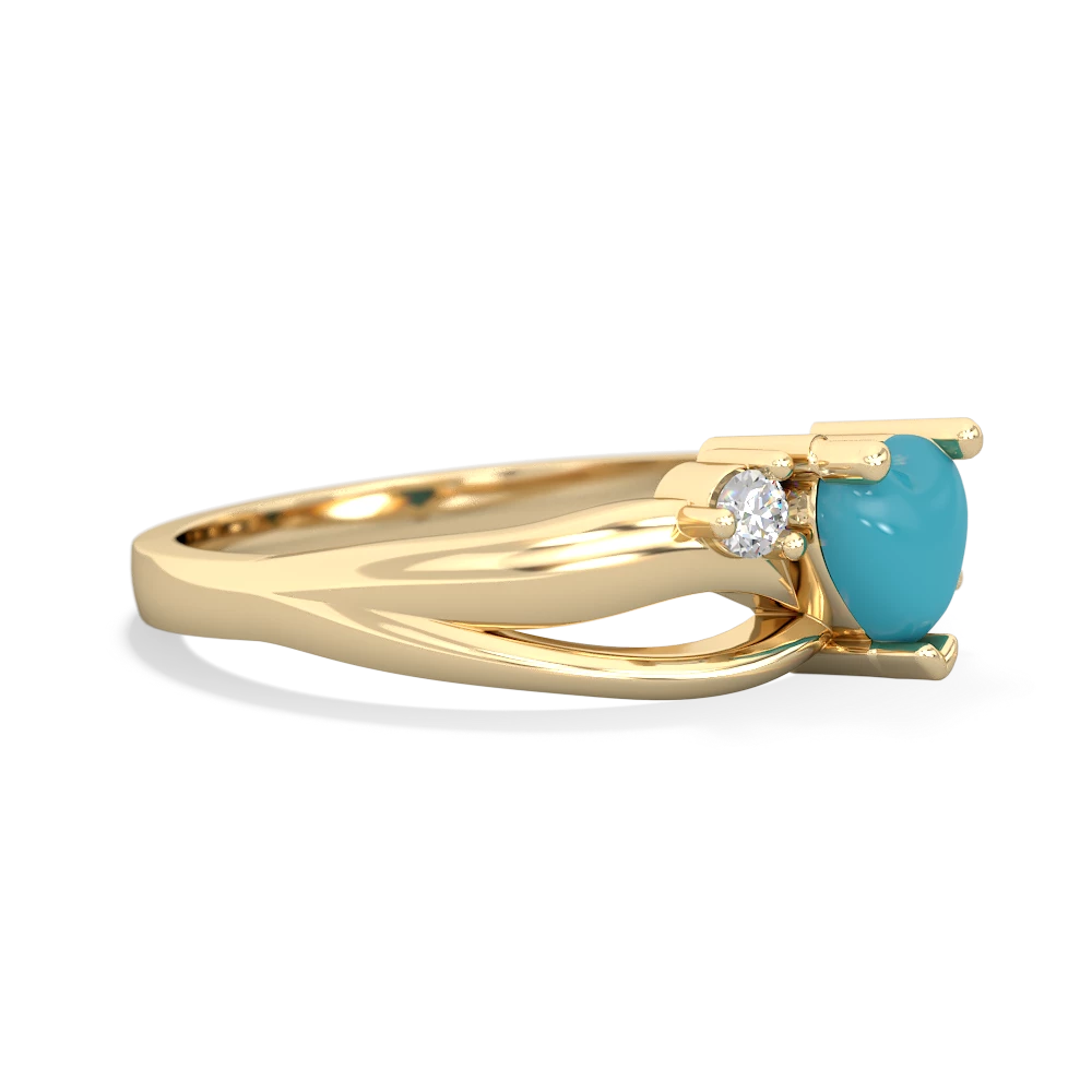 Turquoise Split Band Swirl 14K Yellow Gold ring R2130