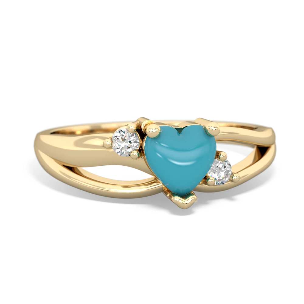 Turquoise Split Band Swirl 14K Yellow Gold ring R2130