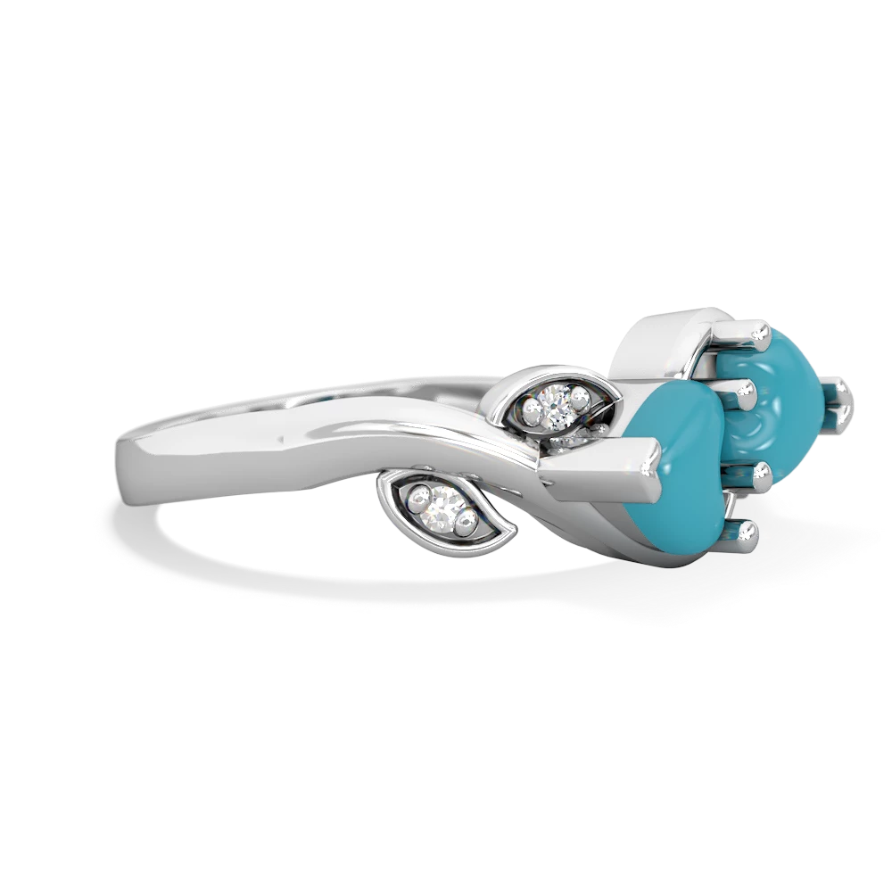 Turquoise Floral Elegance 14K White Gold ring R5790