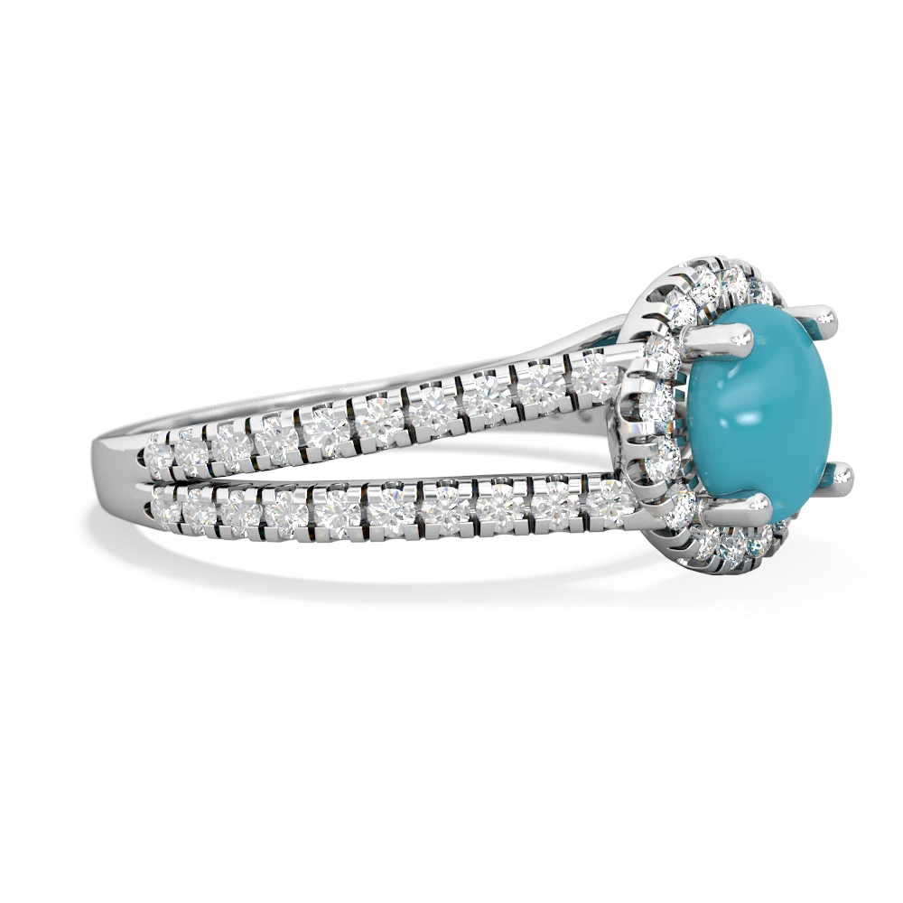 Turquoise Pave Halo 14K White Gold ring R5490