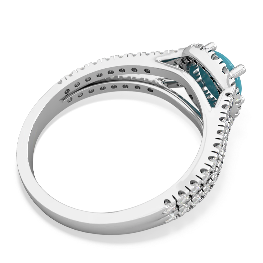 Turquoise Pave Halo 14K White Gold ring R5490