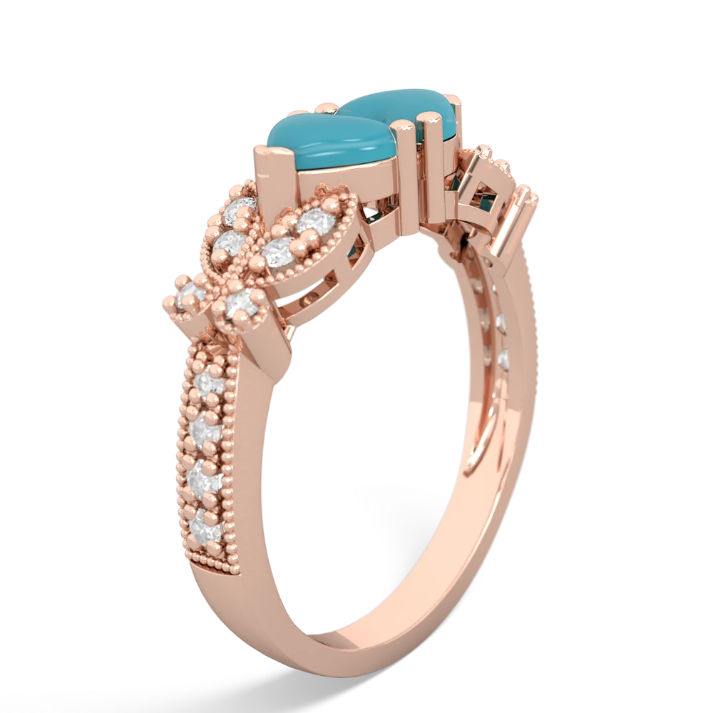 Turquoise Diamond Butterflies 14K Rose Gold ring R5601