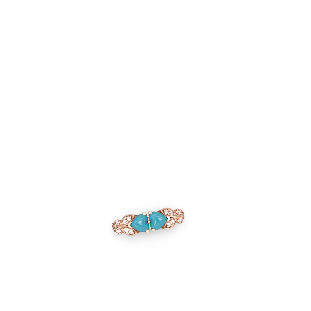 Turquoise Diamond Butterflies 14K Rose Gold ring R5601