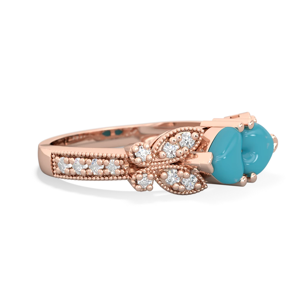 Turquoise Diamond Butterflies 14K Rose Gold ring R5601