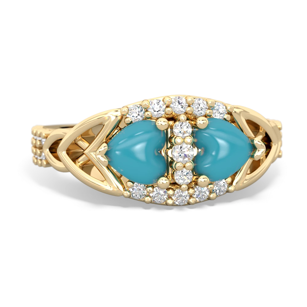 Turquoise Sparkling Celtic Knot 14K Yellow Gold ring R2645