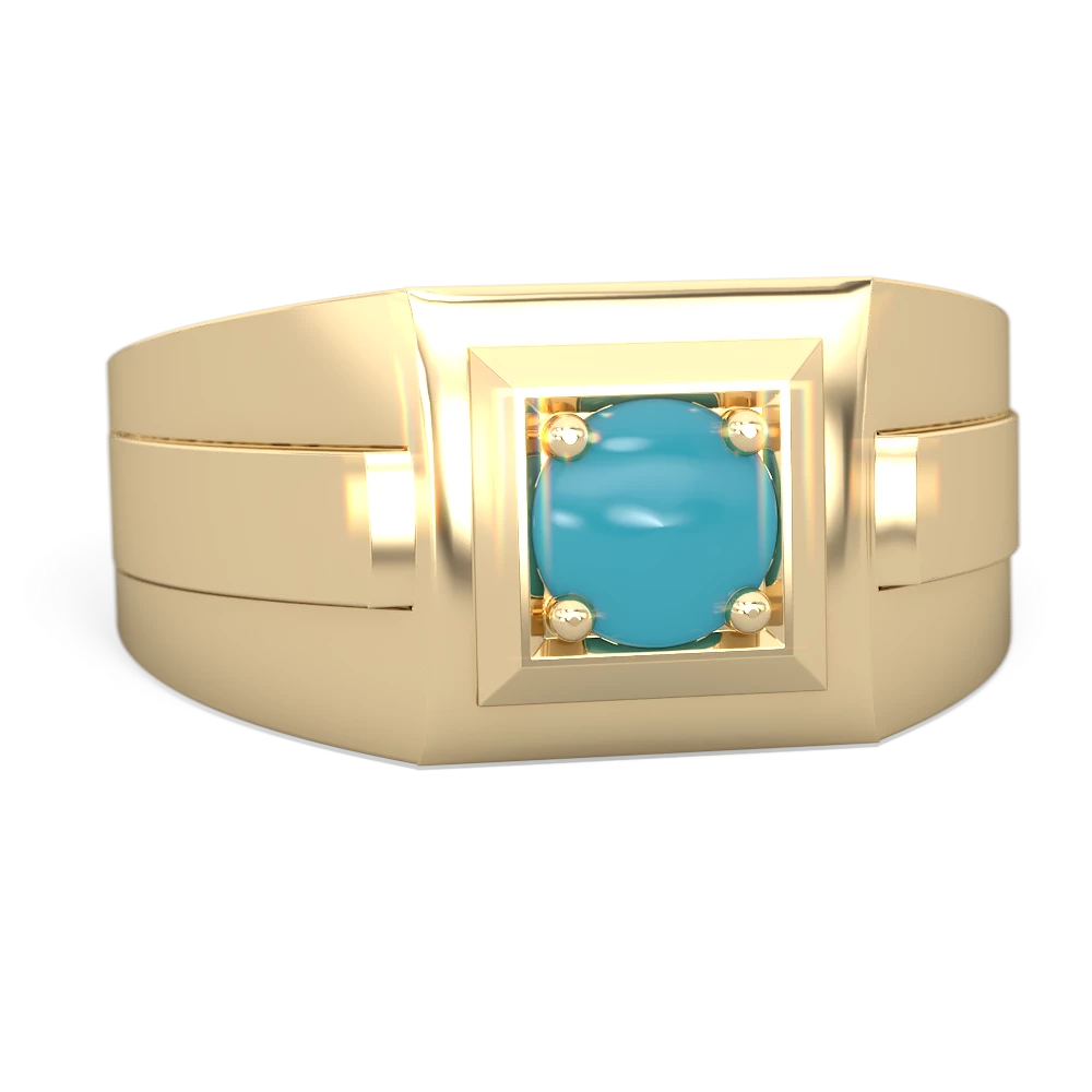 Turquoise Men's Squared Circle 14K Yellow Gold ring R0480