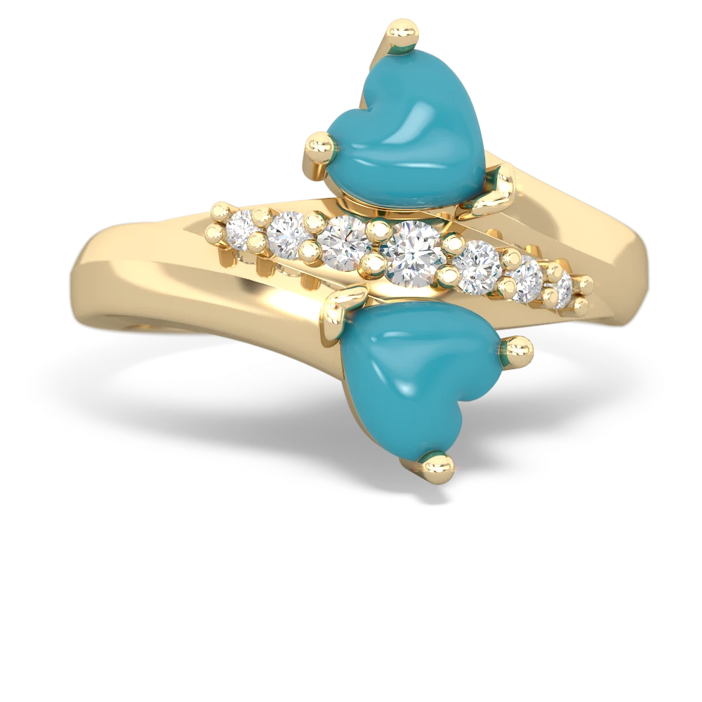 Turquoise Heart To Heart 14K Yellow Gold ring R2064