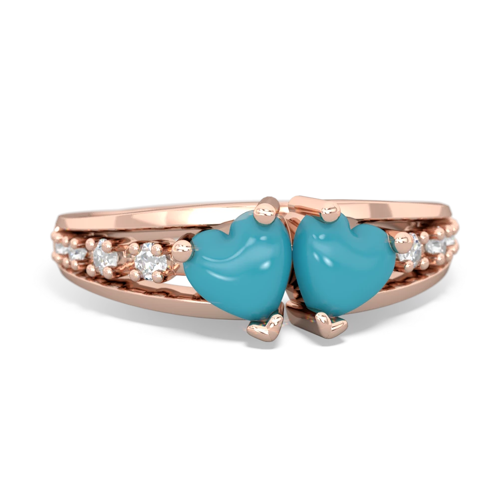 Turquoise Heart To Heart 14K Rose Gold ring R3342