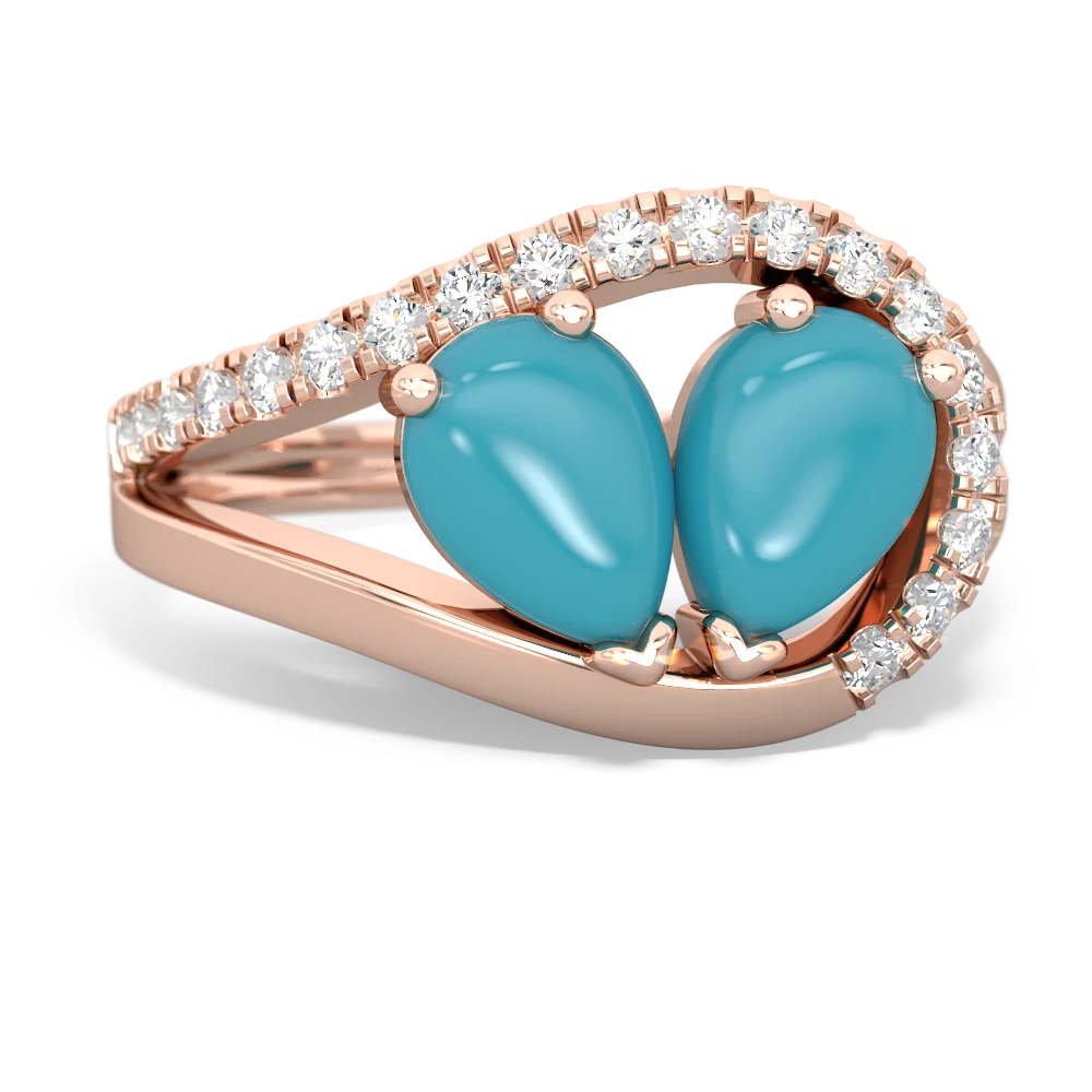 Turquoise Nestled Heart Keepsake 14K Rose Gold ring R5650