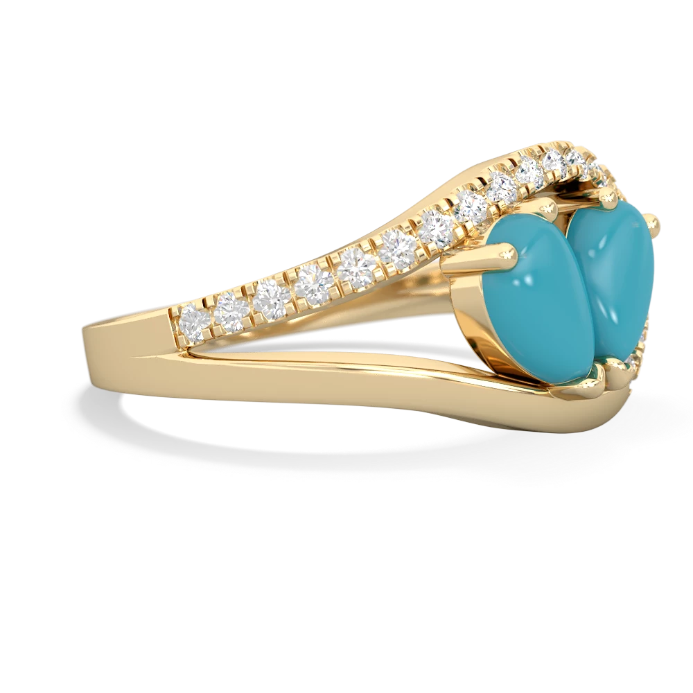 Turquoise Nestled Heart Keepsake 14K Yellow Gold ring R5650