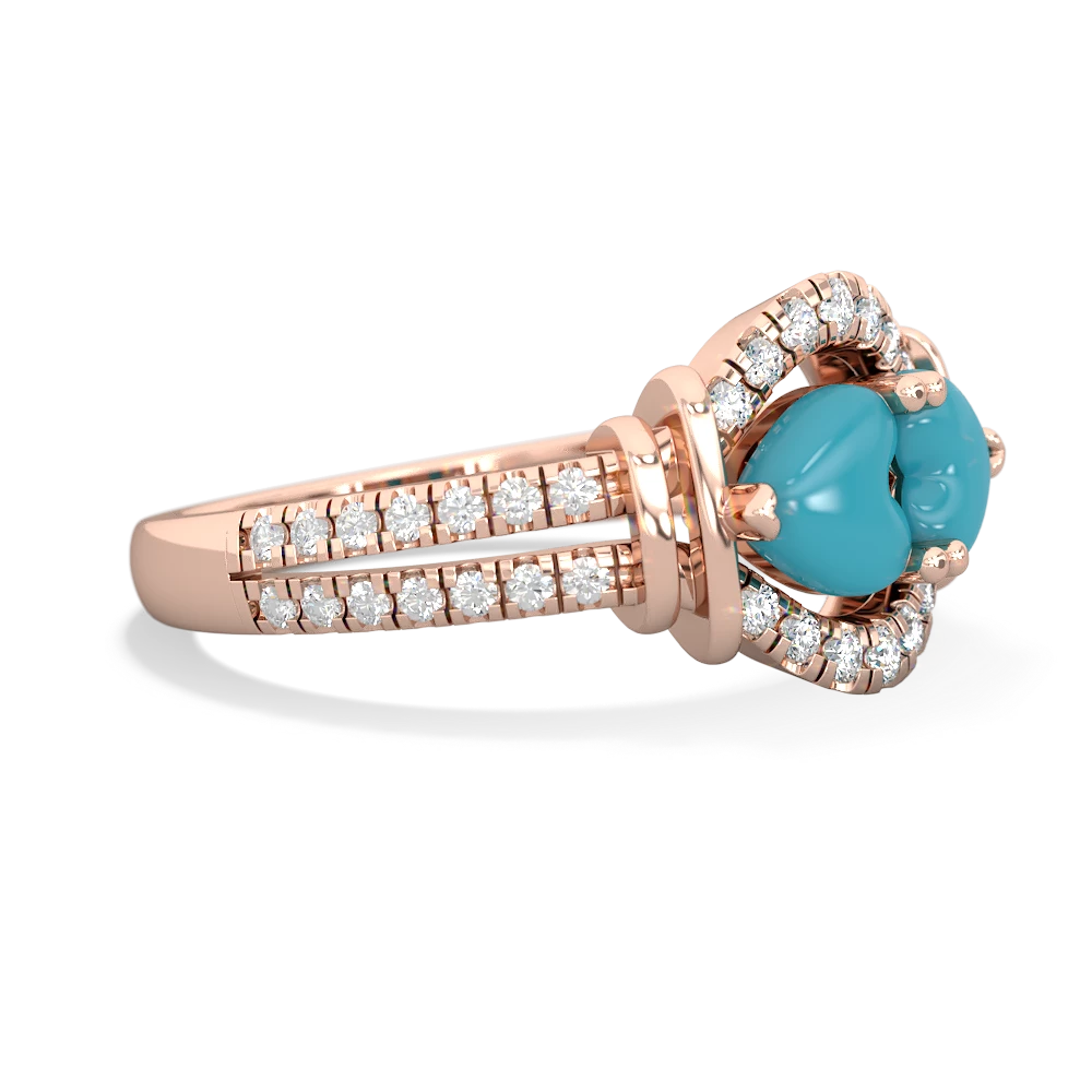 Turquoise Art-Deco Keepsake 14K Rose Gold ring R5630