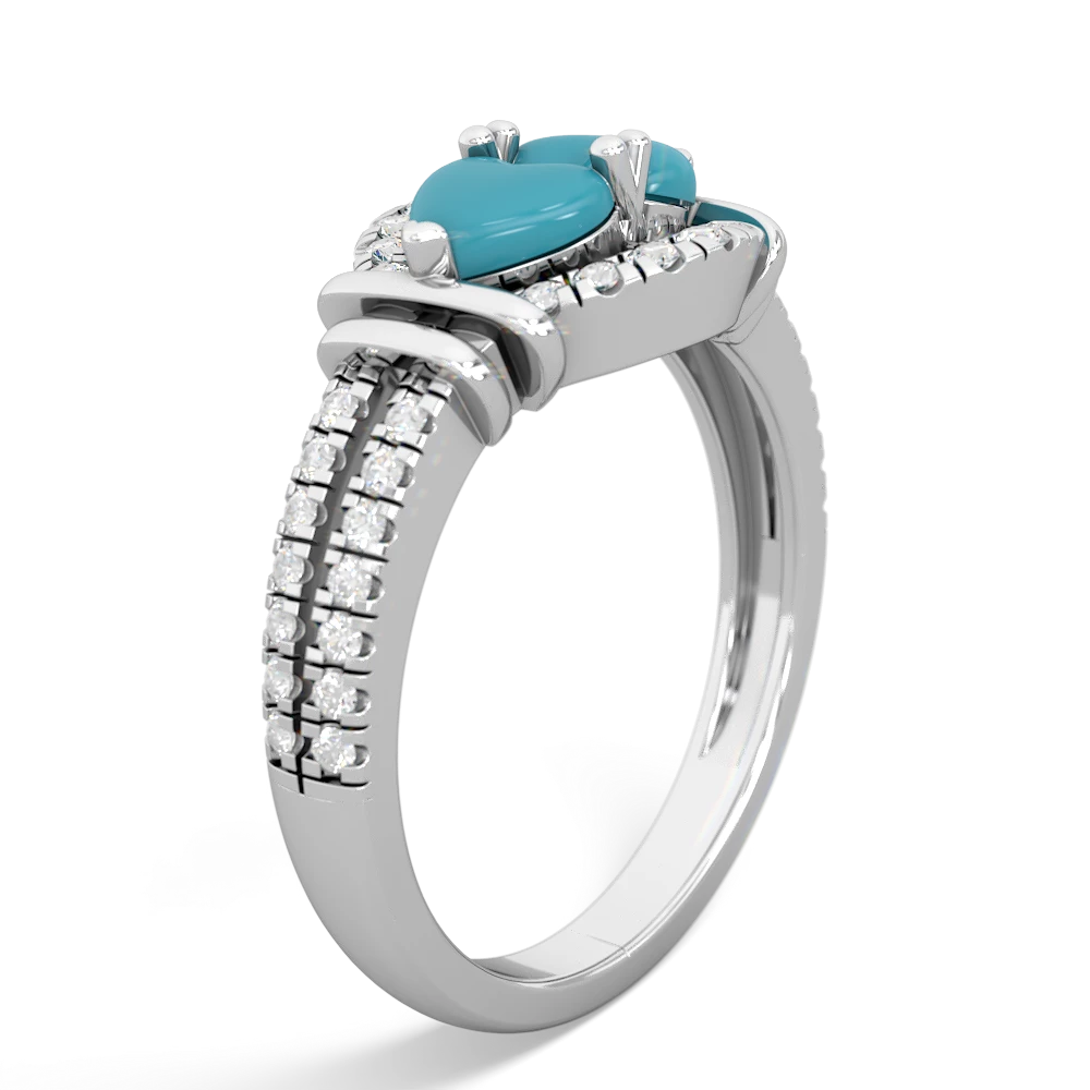 Turquoise Art-Deco Keepsake 14K White Gold ring R5630