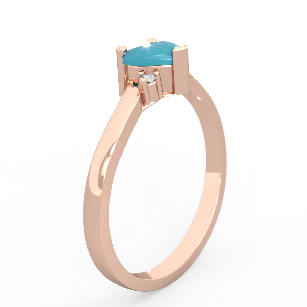 Turquoise Delicate Heart 14K Rose Gold ring R0203