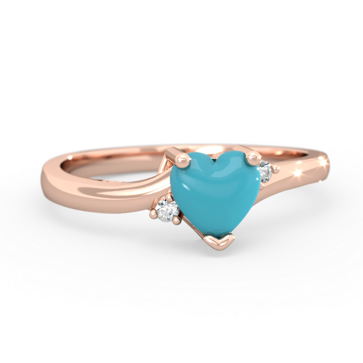 Turquoise Delicate Heart 14K Rose Gold ring R0203