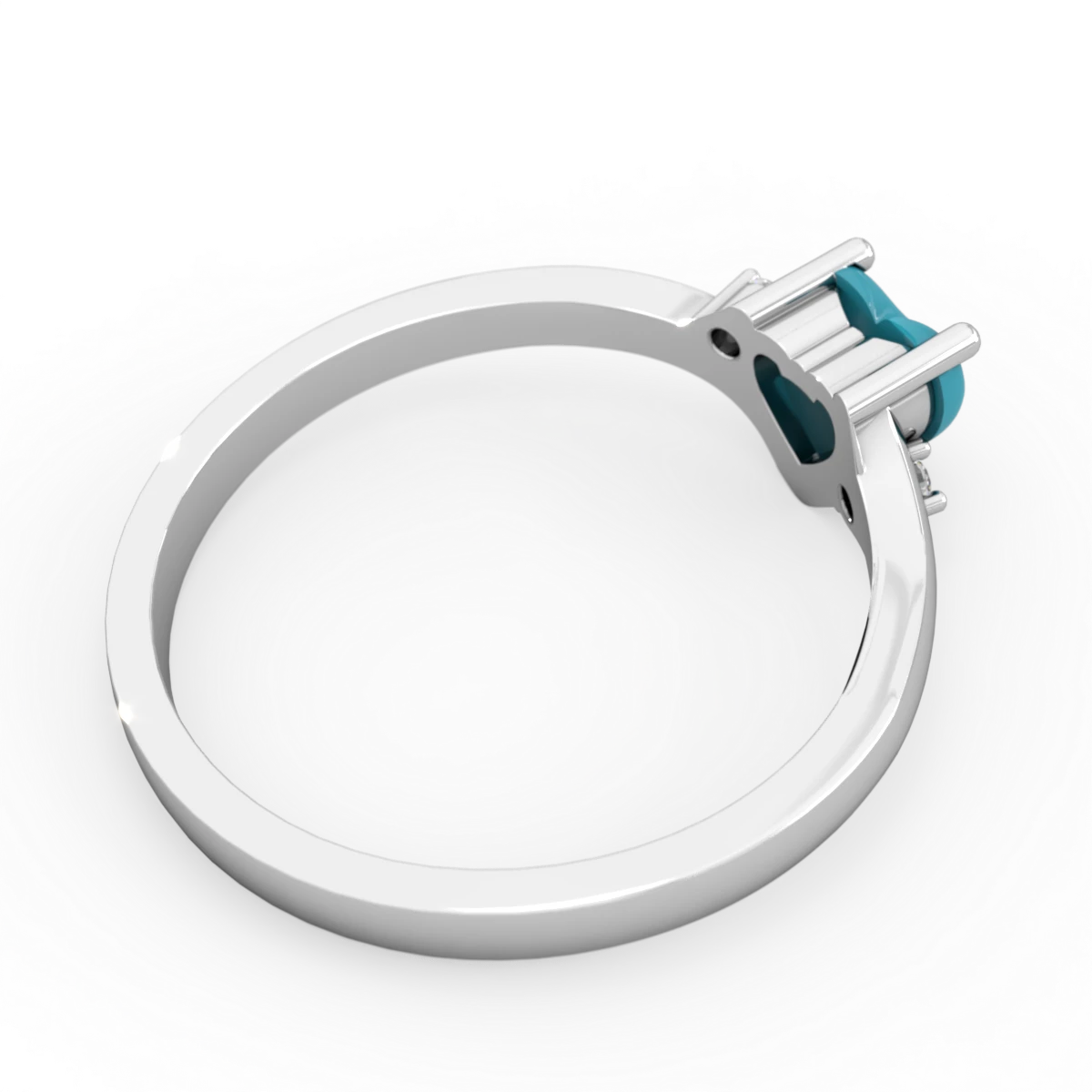 Turquoise Delicate Heart 14K White Gold ring R0203