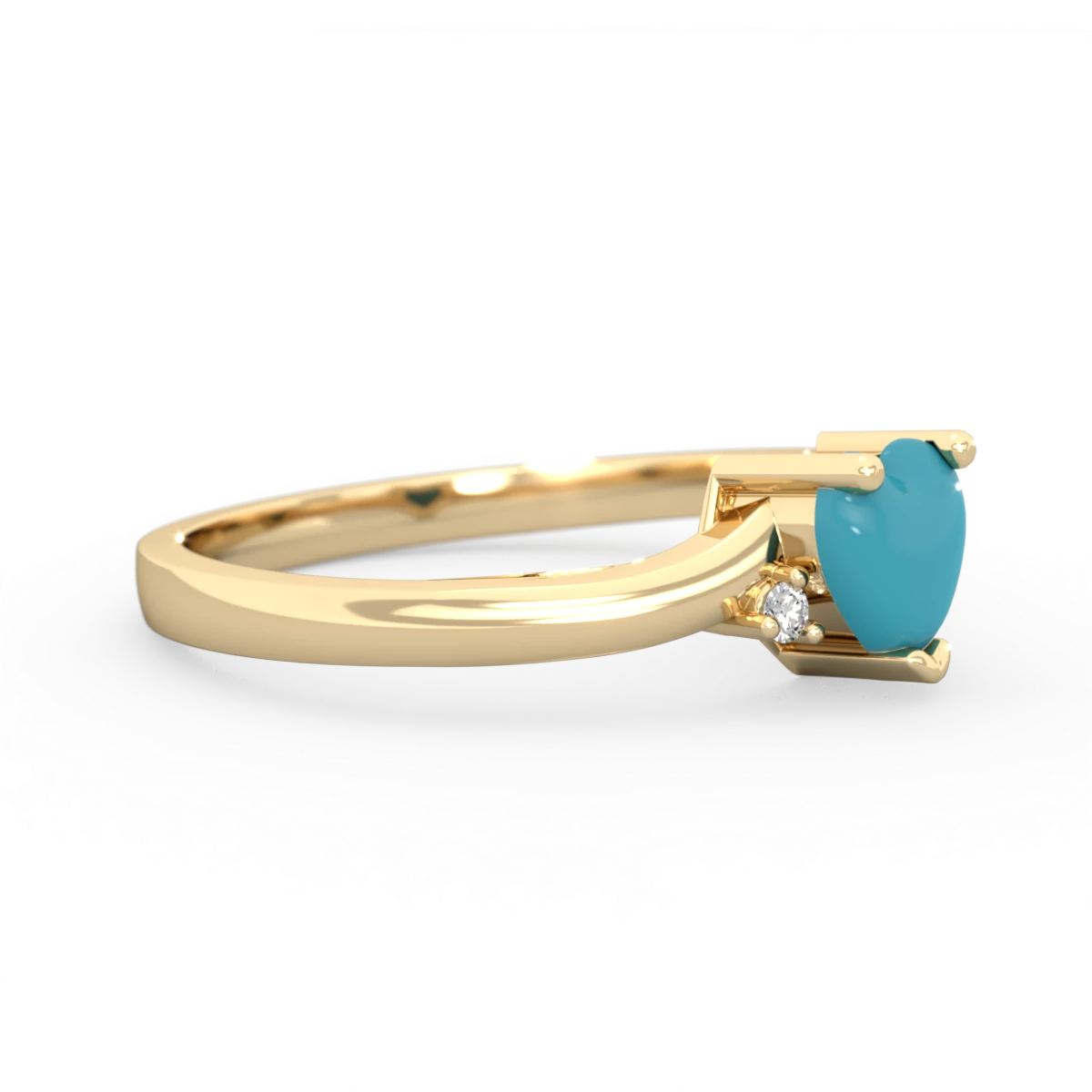 Turquoise Delicate Heart 14K Yellow Gold ring R0203