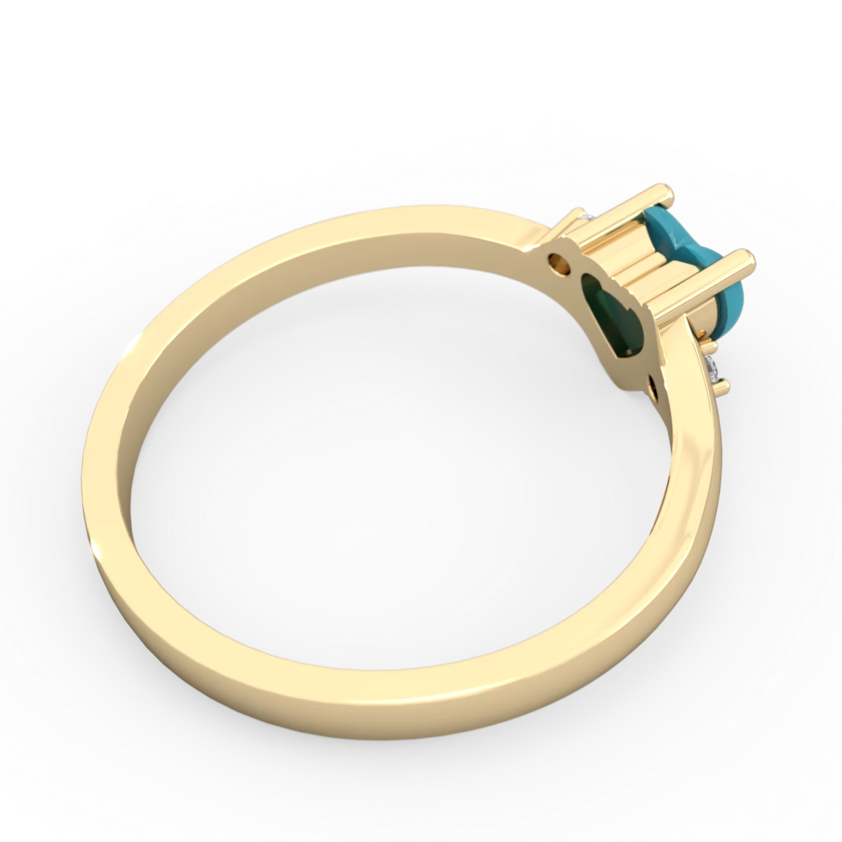 Turquoise Delicate Heart 14K Yellow Gold ring R0203