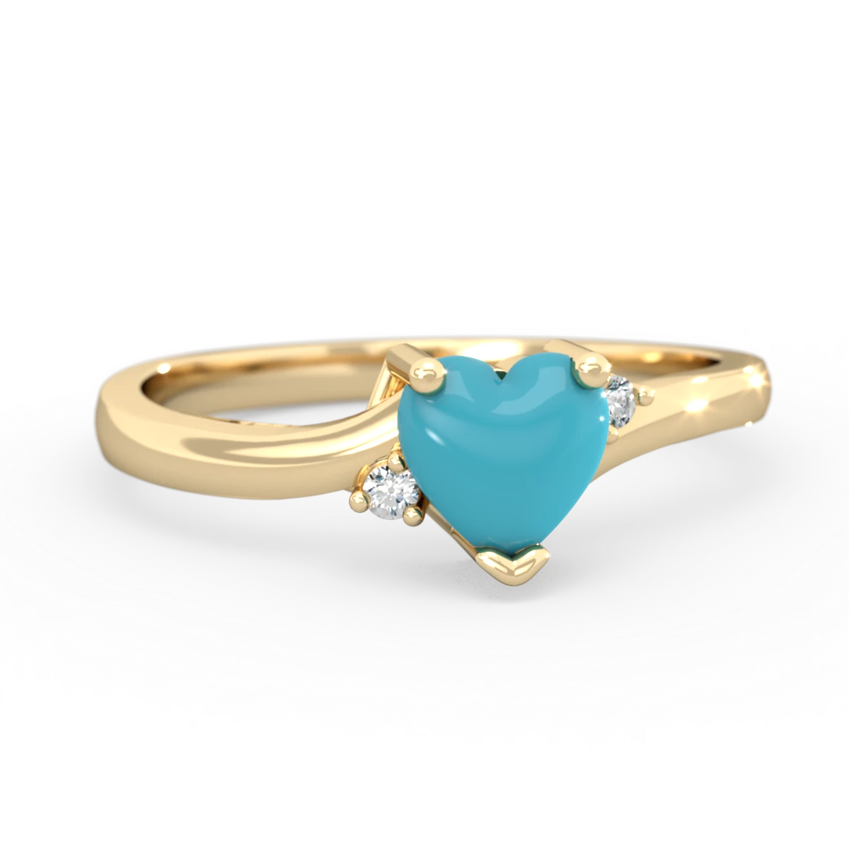 Turquoise Delicate Heart 14K Yellow Gold ring R0203