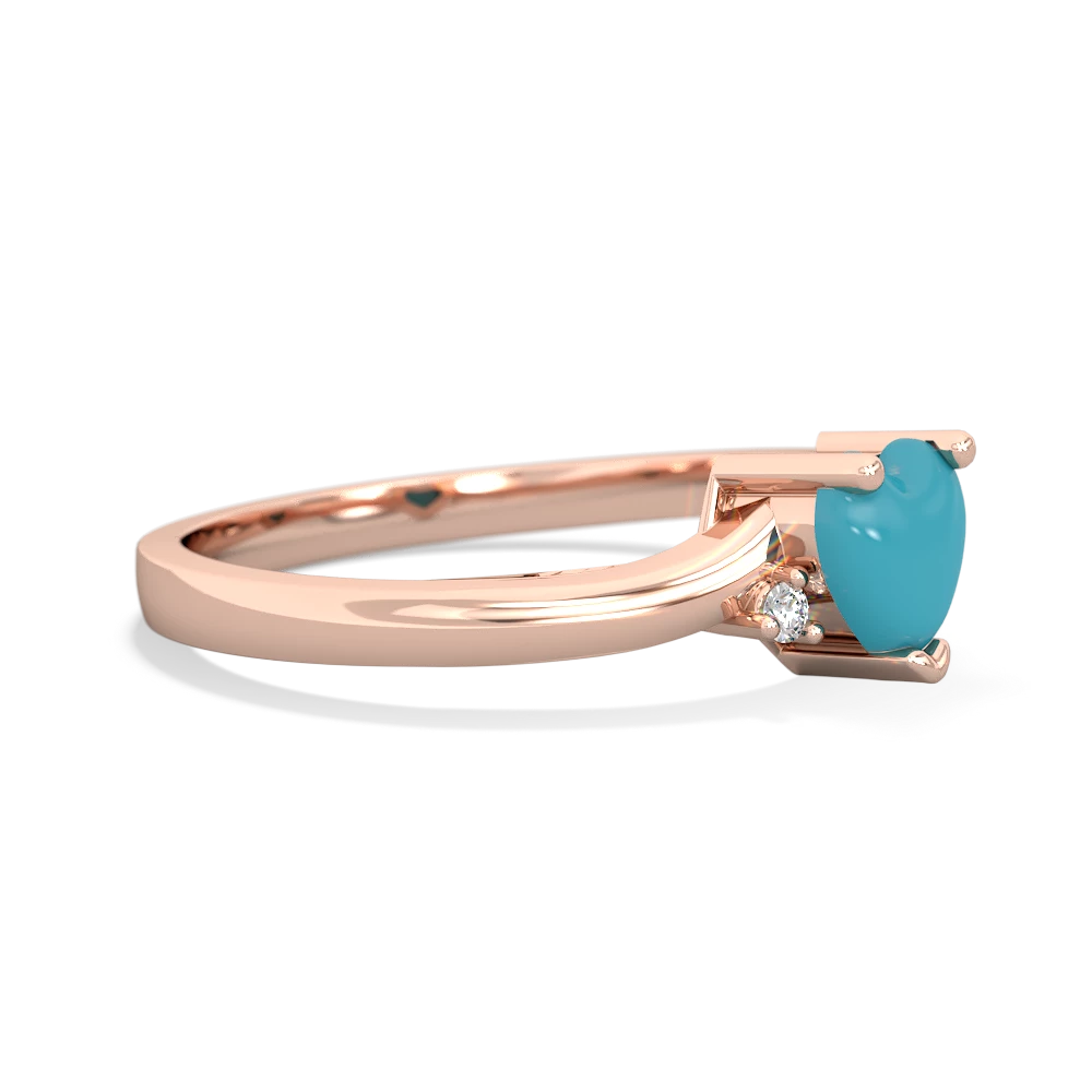 Turquoise Delicate Heart 14K Rose Gold ring R0203