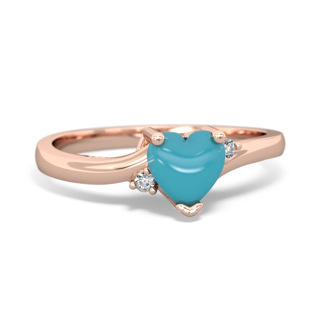 Turquoise Delicate Heart 14K Rose Gold ring R0203