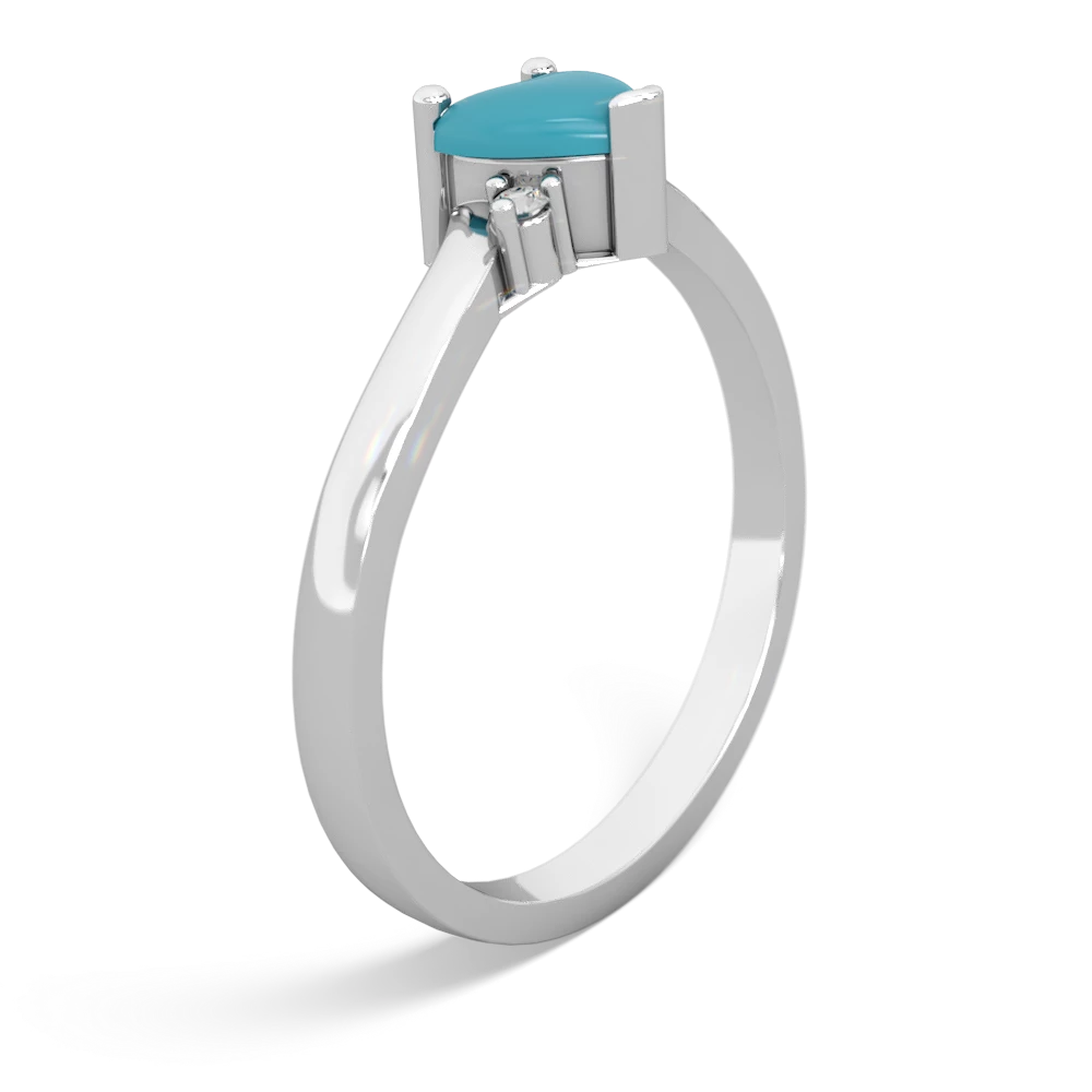 Turquoise Delicate Heart 14K White Gold ring R0203