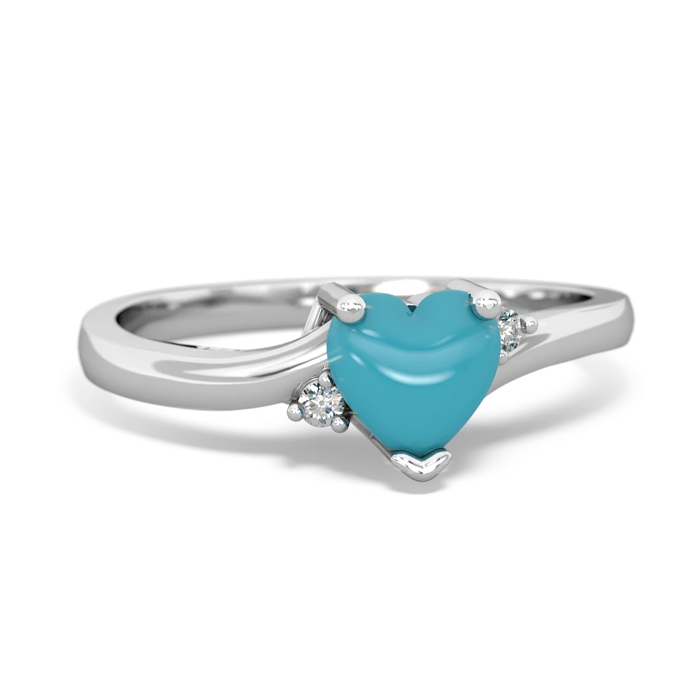 Turquoise Delicate Heart 14K White Gold ring R0203