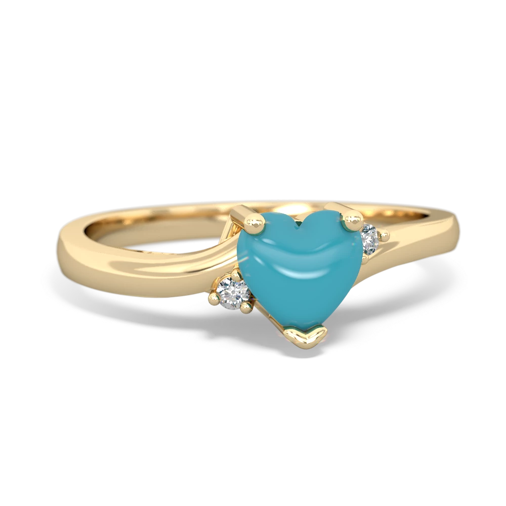 Turquoise Delicate Heart 14K Yellow Gold ring R0203