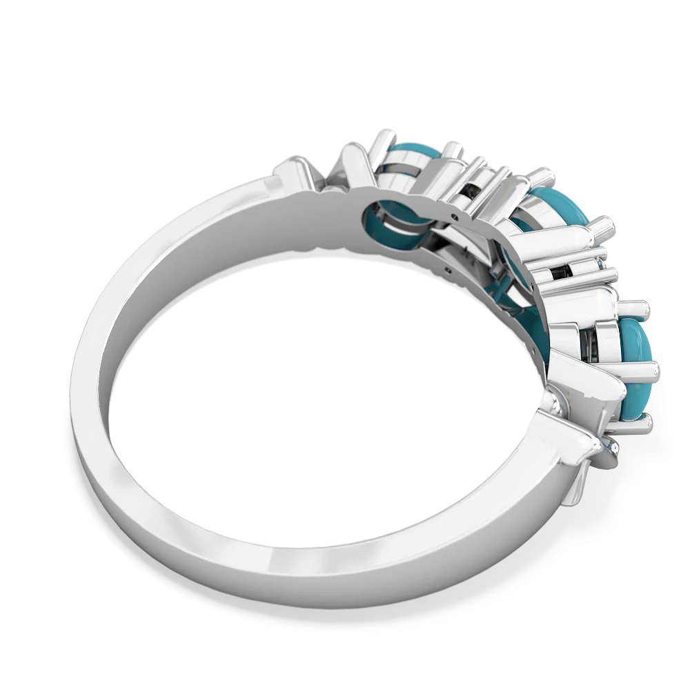 Turquoise Hugs And Kisses 14K White Gold ring R5016