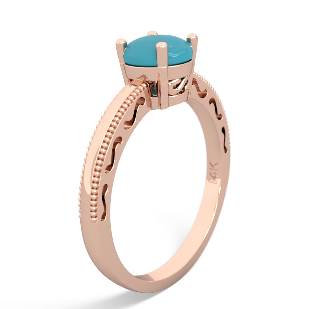 Turquoise Milgrain Filigree 14K Rose Gold ring R5090