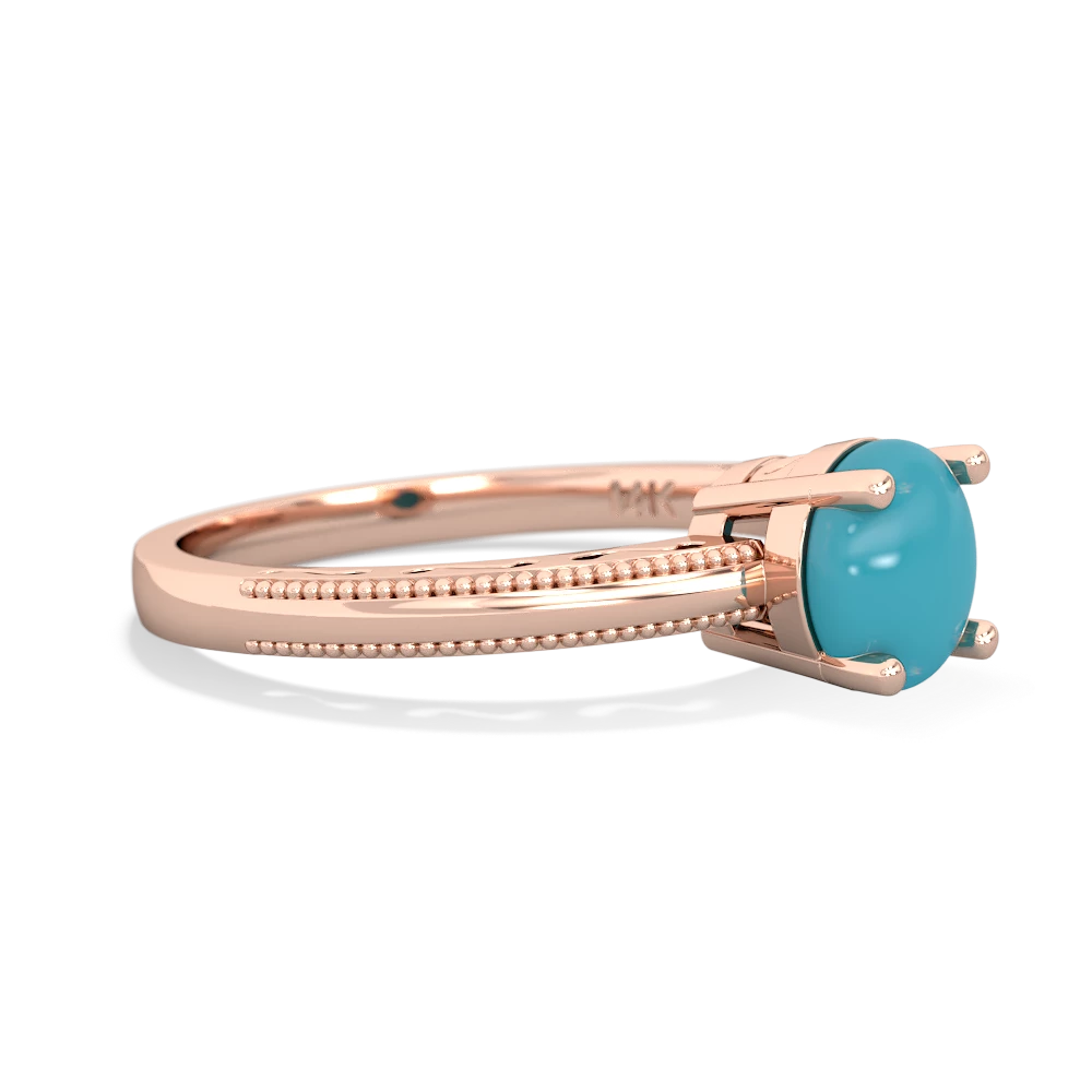 Turquoise Milgrain Filigree 14K Rose Gold ring R5090