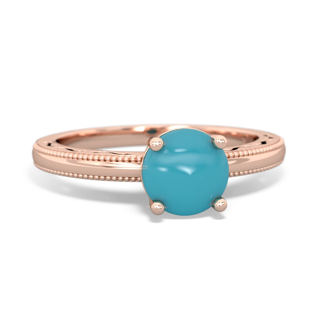 Turquoise Milgrain Filigree 14K Rose Gold ring R5090