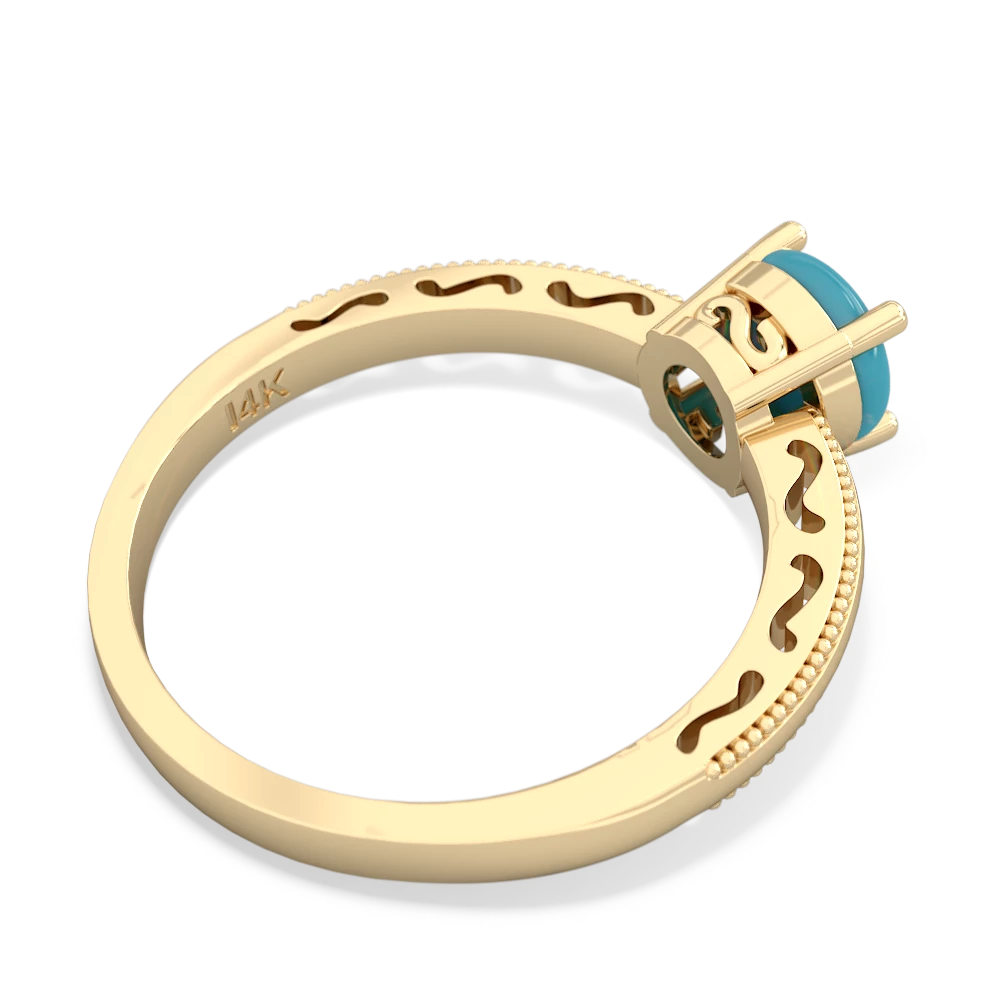 Turquoise Milgrain Filigree 14K Yellow Gold ring R5090