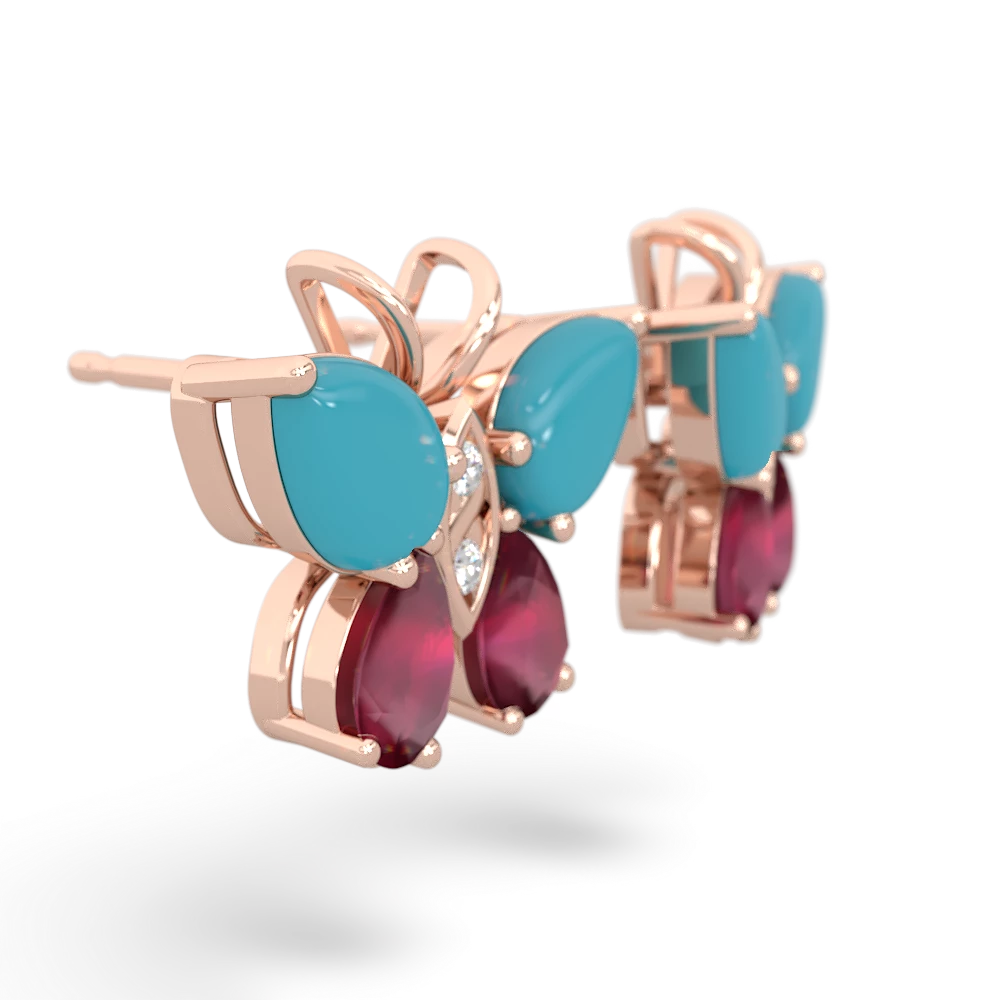 Turquoise Butterfly 14K Rose Gold earrings E2215