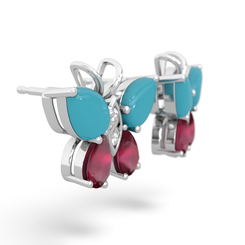 Turquoise Butterfly 14K White Gold earrings E2215