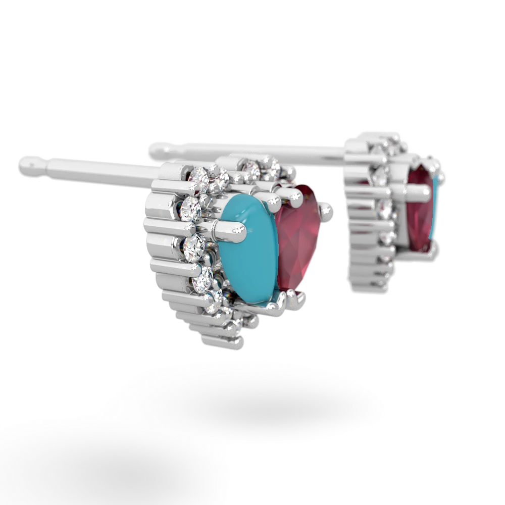 Turquoise Halo 14K White Gold earrings E7008