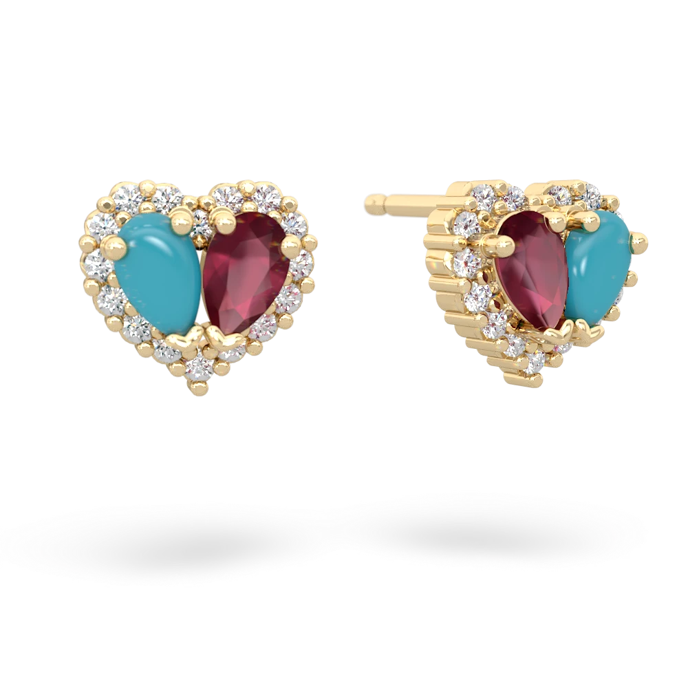Turquoise Halo 14K Yellow Gold earrings E7008