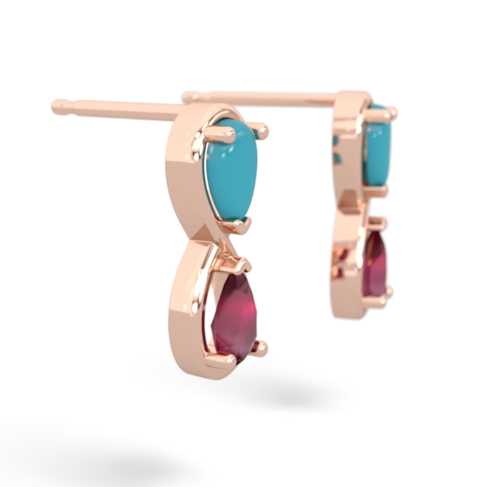 Turquoise Infinity 14K Rose Gold earrings E5050