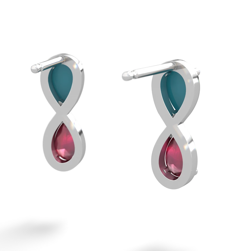 Turquoise Infinity 14K White Gold earrings E5050