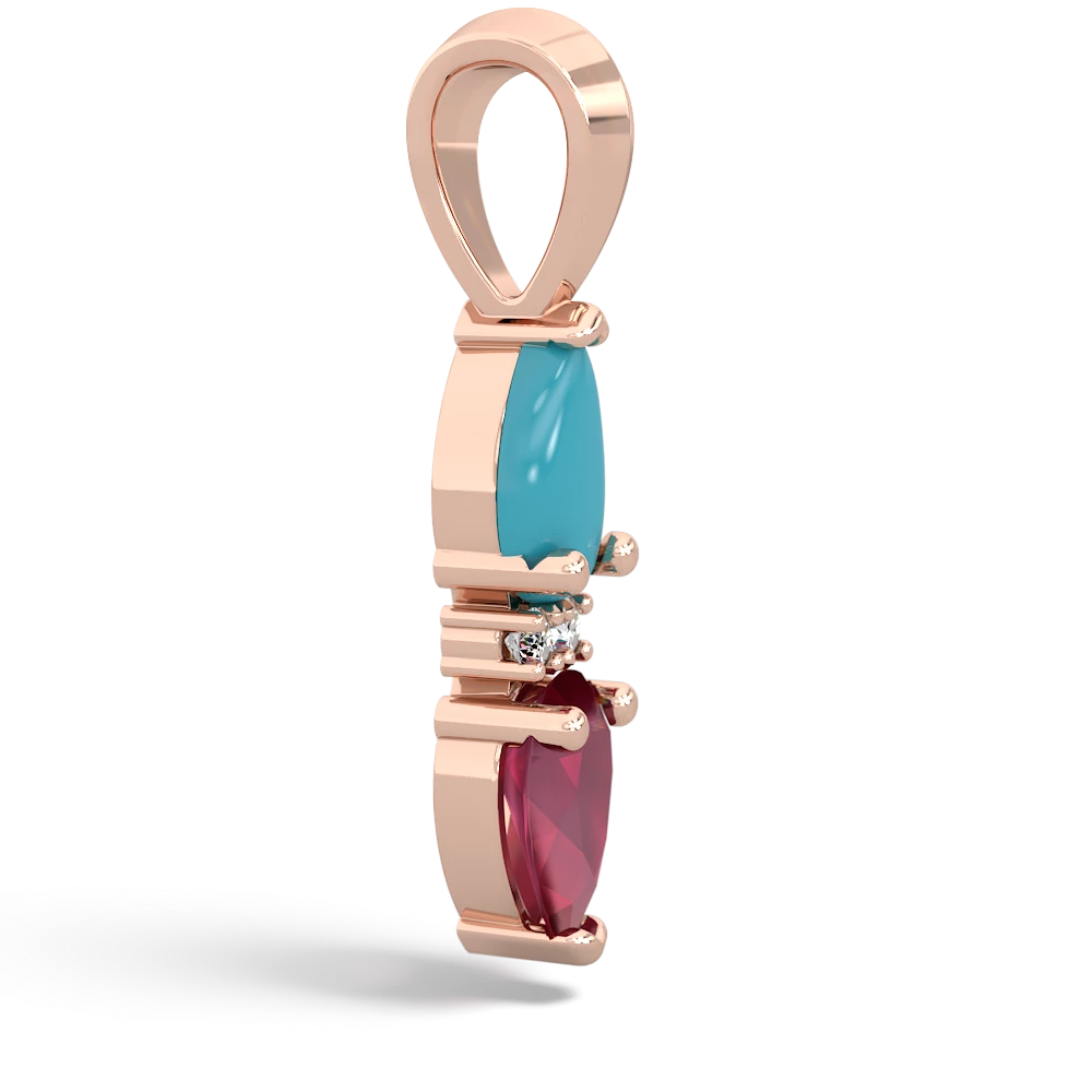 Turquoise Bowtie Drop 14K Rose Gold pendant P0865