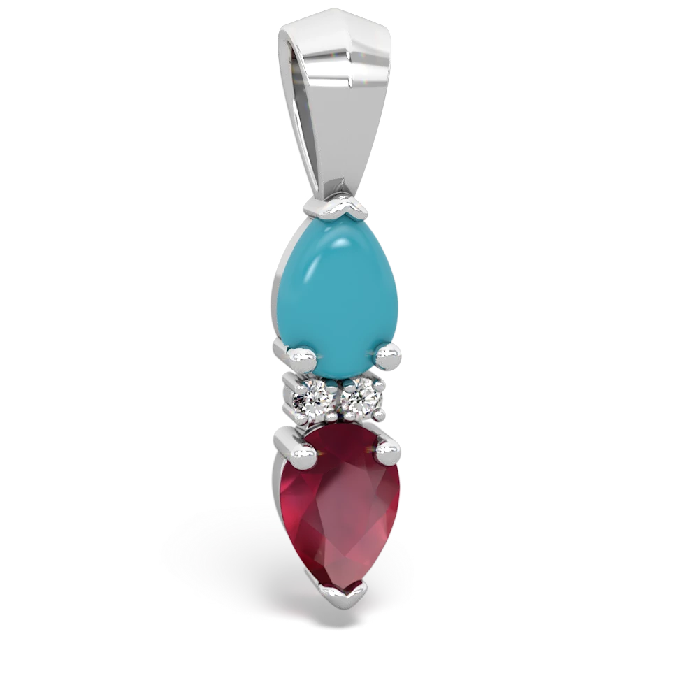 Turquoise Bowtie Drop 14K White Gold pendant P0865
