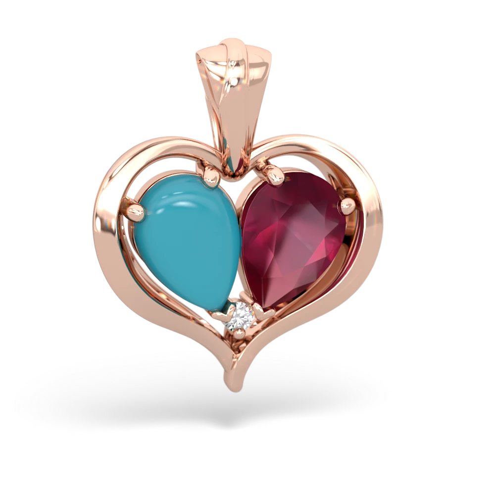 Turquoise Two Become One 14K Rose Gold pendant P5330