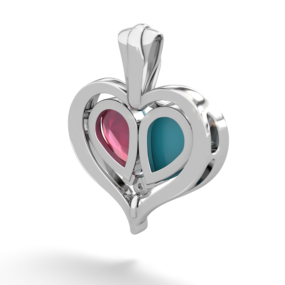 Turquoise Two Become One 14K White Gold pendant P5330