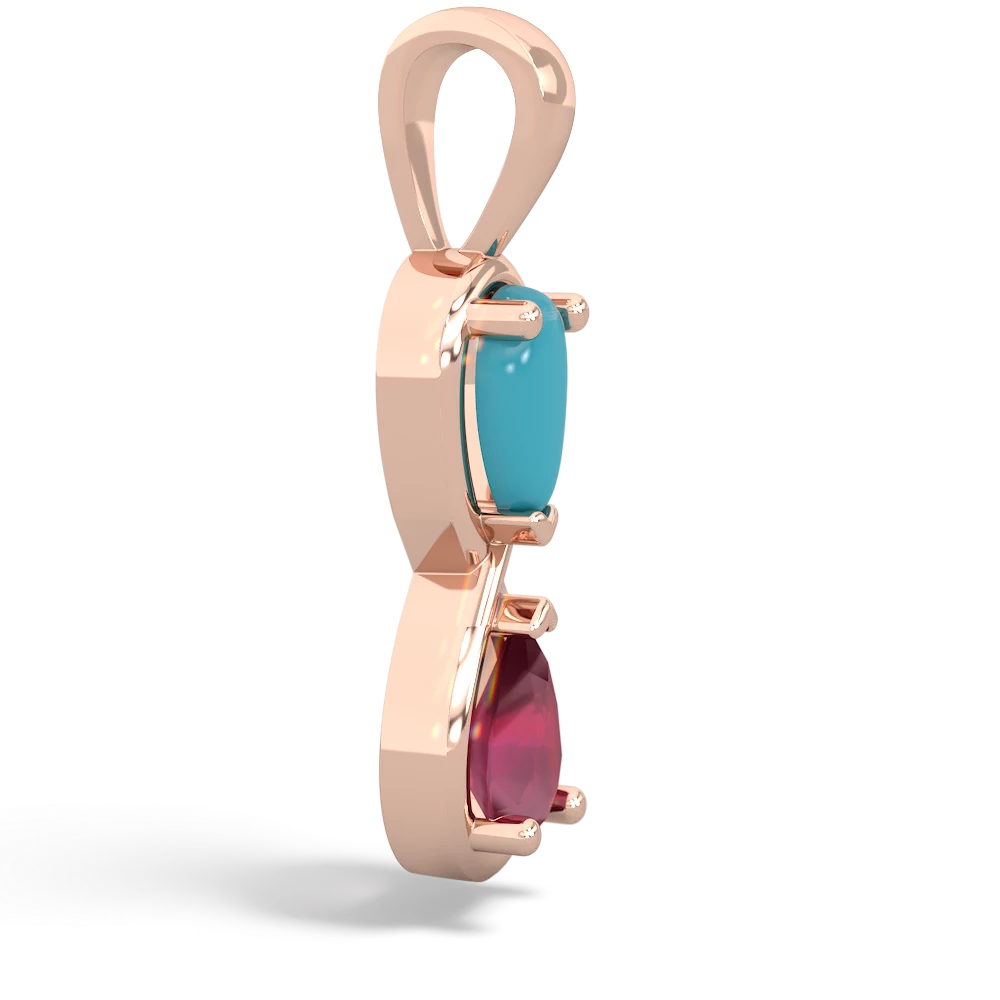 Turquoise Infinity 14K Rose Gold pendant P5050